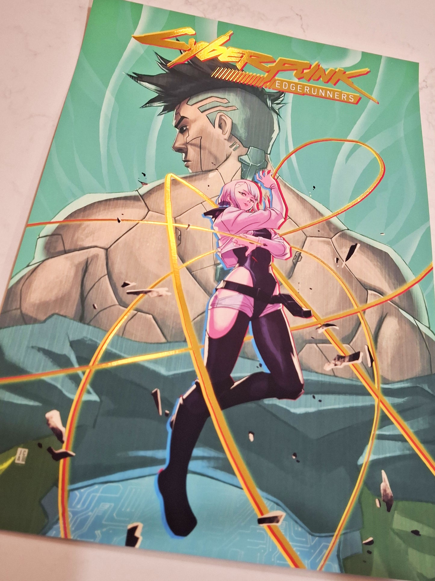 Cyber Punk Edge Runners Premium Foil Art Print