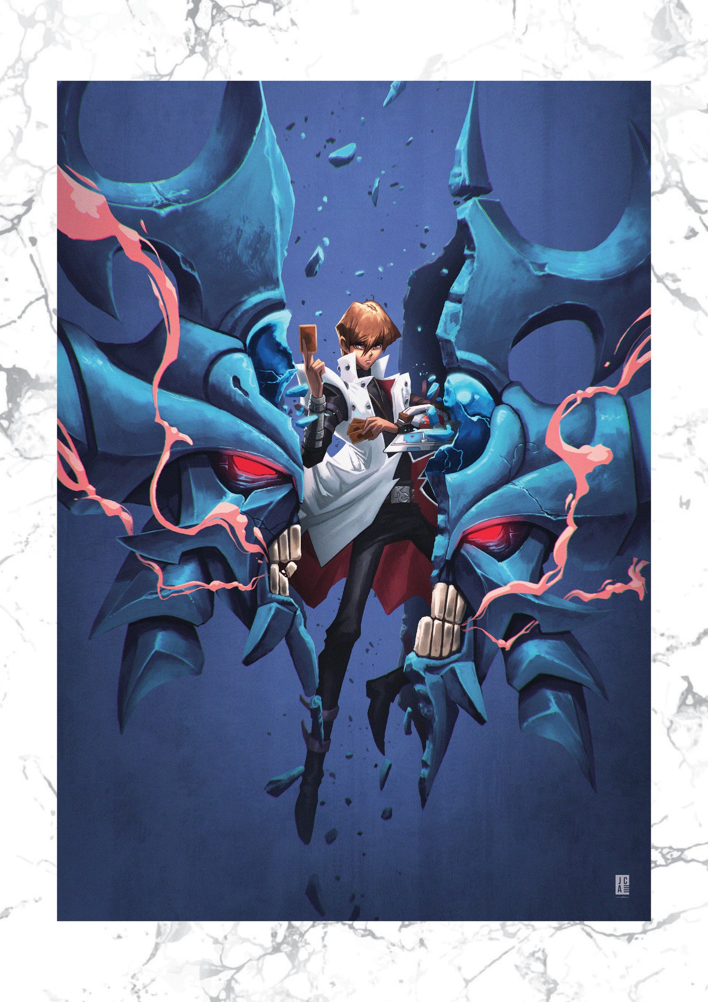Yugioh - Kaiba and Obelisk the Tormentor Art Print