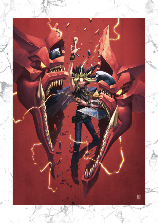 Yugioh and Slifer the Sky Dragon Art Print