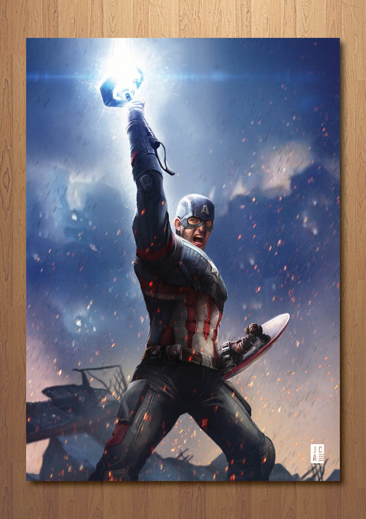 Avengers - Captain America with Mjolnir Art Print