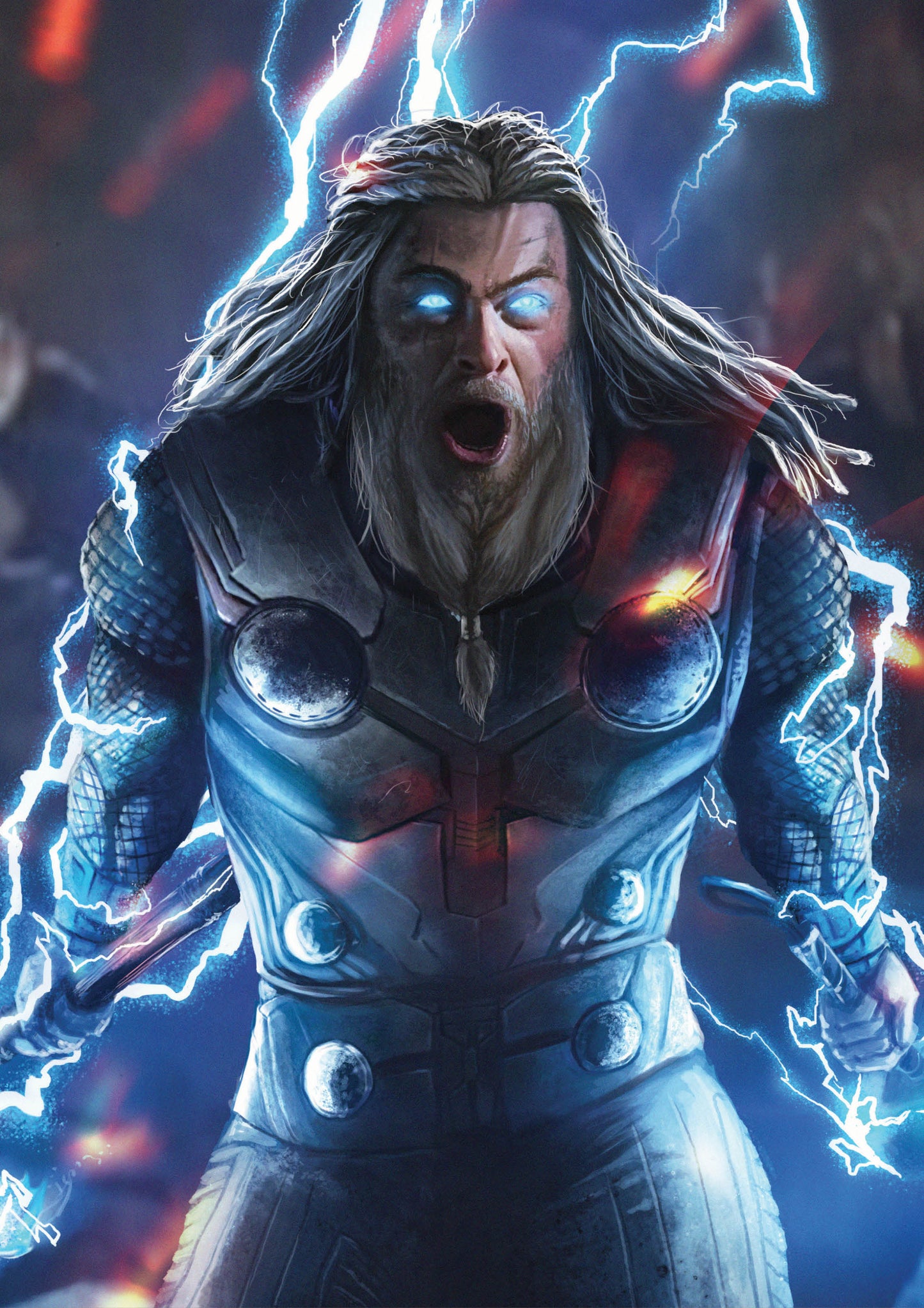 Avengers - Thor with Mjolnir and Stormbreaker Art Print